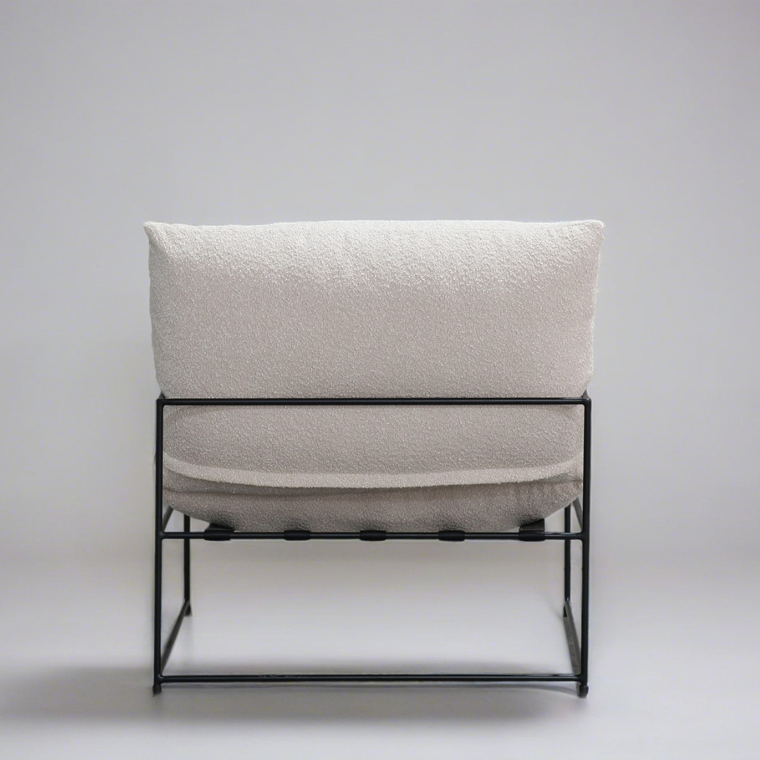 Sammie boucle sling chair in beige, close-up