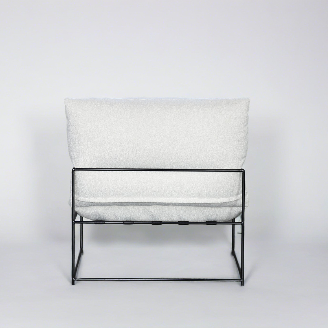 Sammie boucle sling chair in off white, close-up