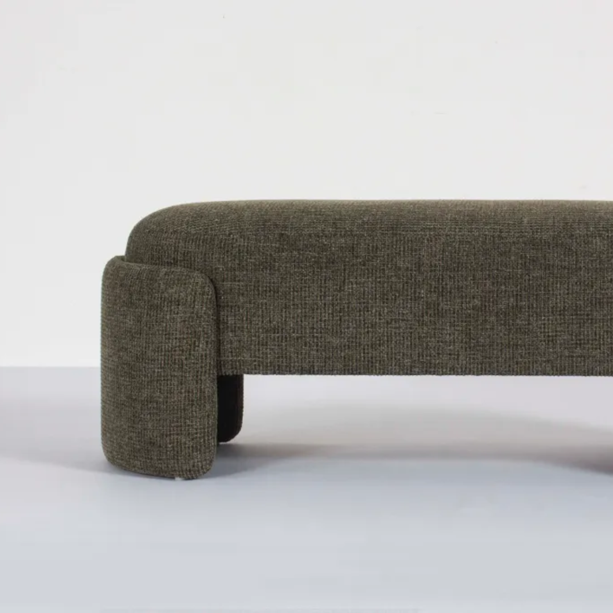 Sinclair bench seat, pine, detail view