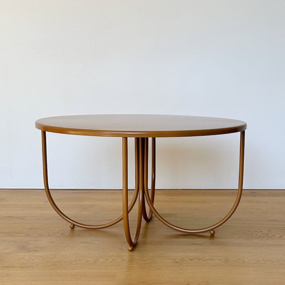 Stainless steel rotoiti table in toffee