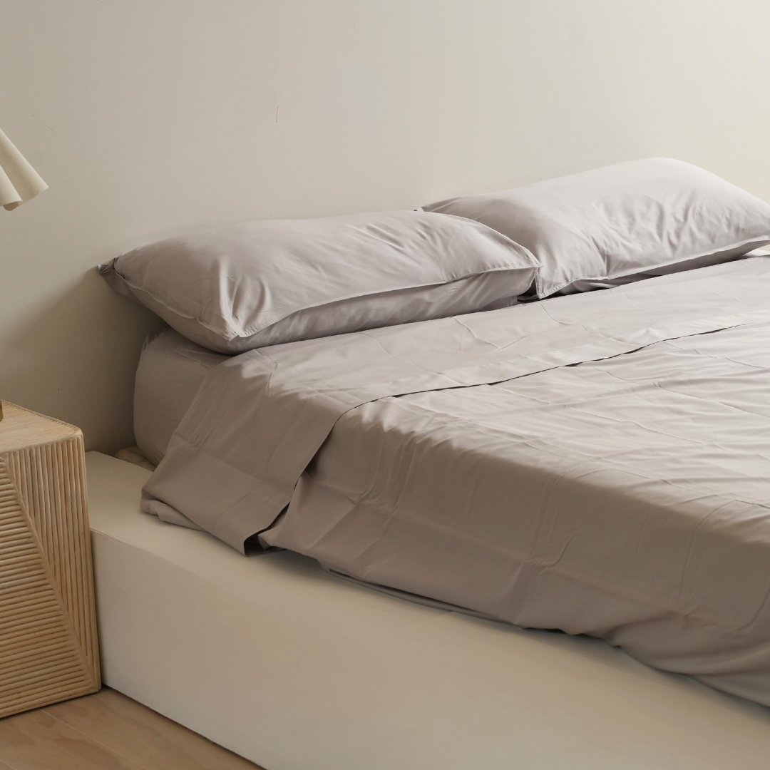 100% cotton soft luxe 500tc sheet set in whisper grey