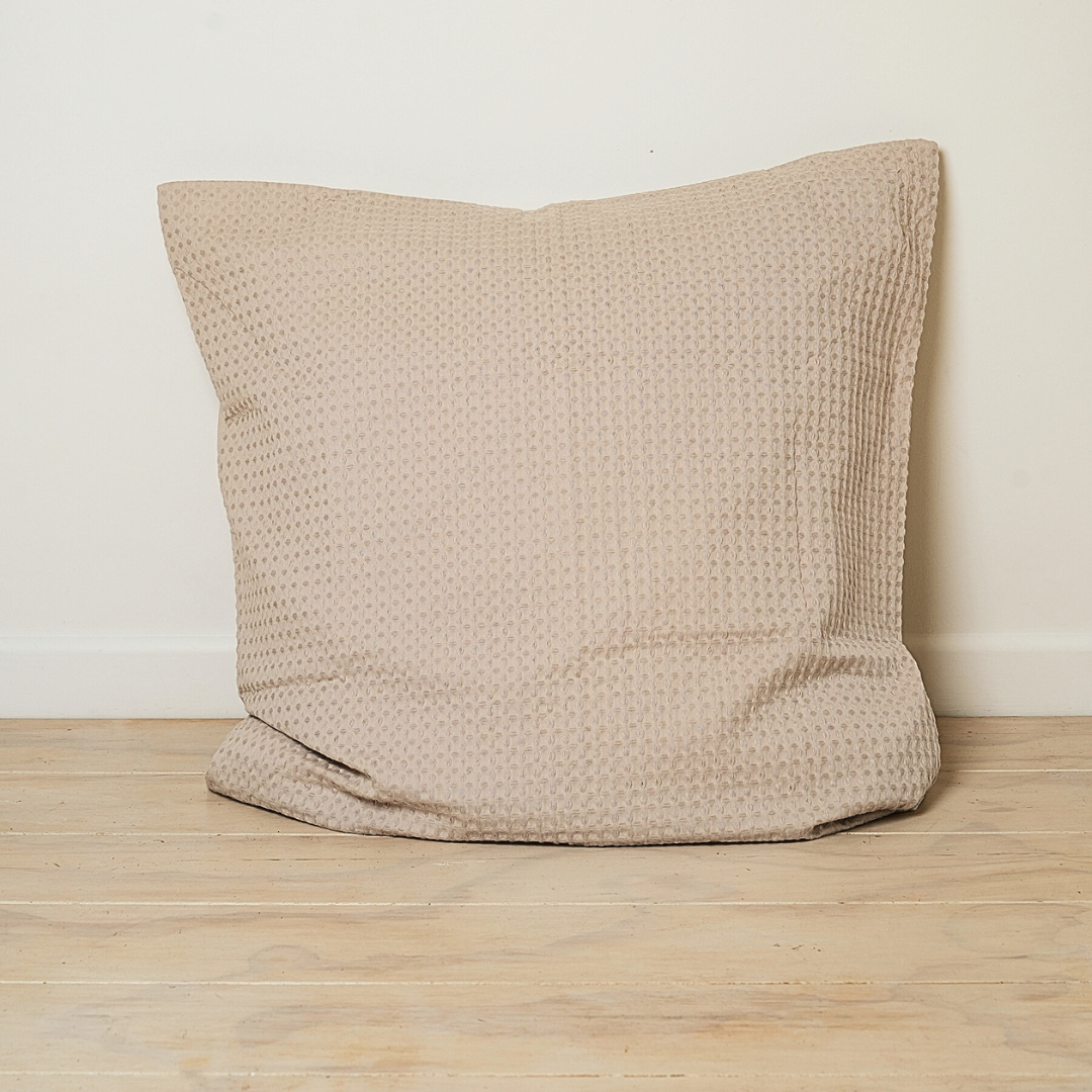 100% cotton waffle euro pillowcase in natural