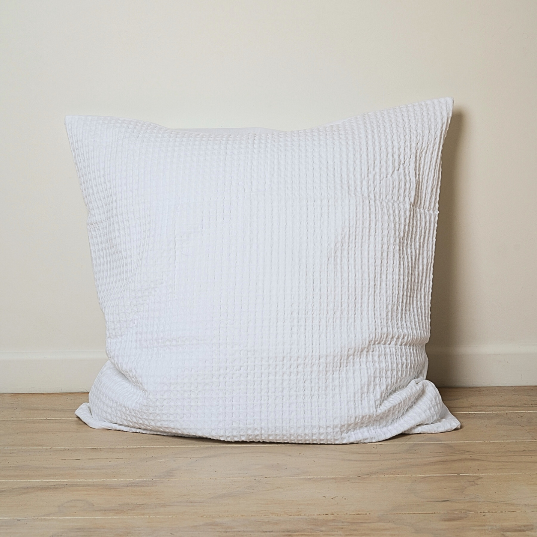 100% cotton waffle euro pillowcase in white
