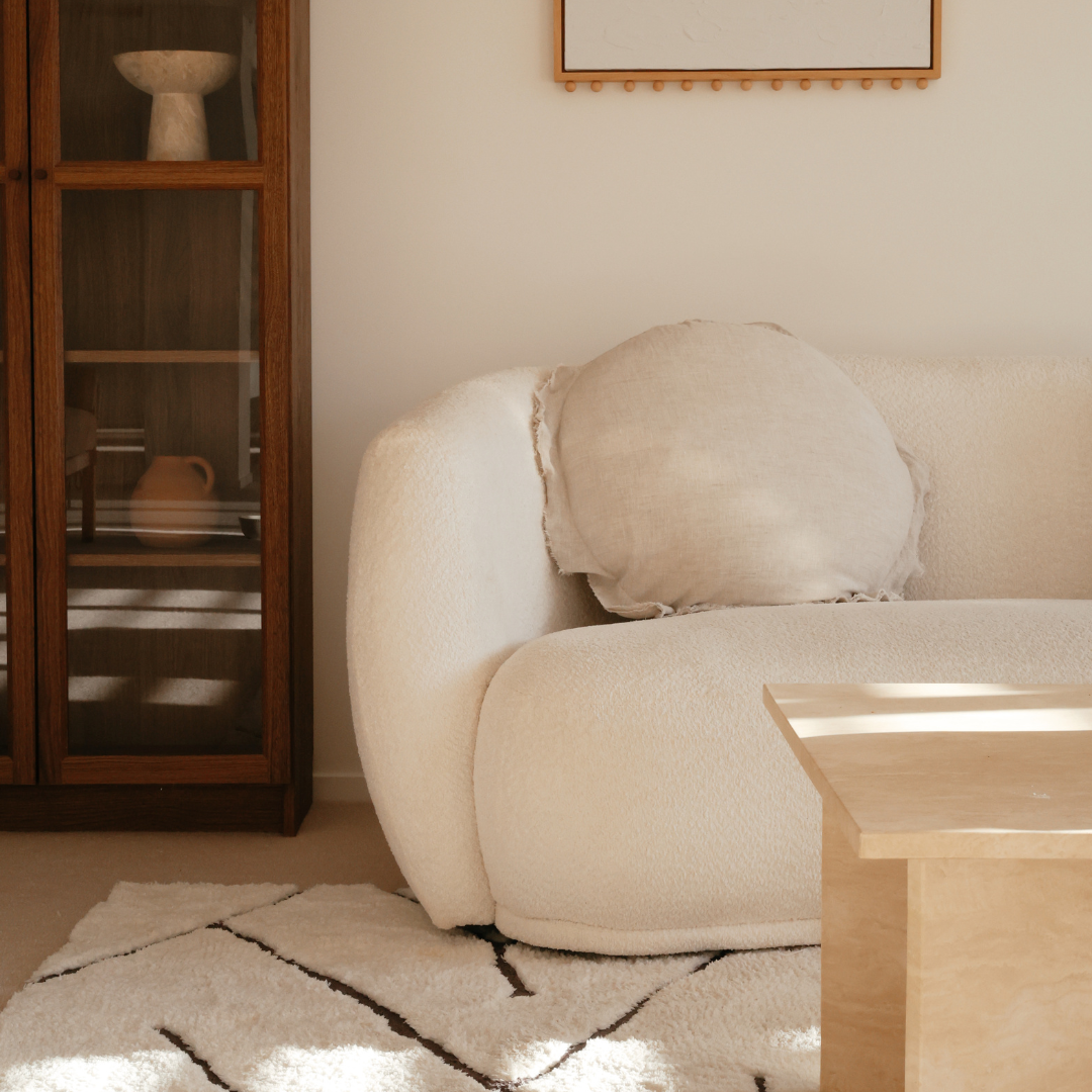 100% flax linen round feather filled cushion in natural oat