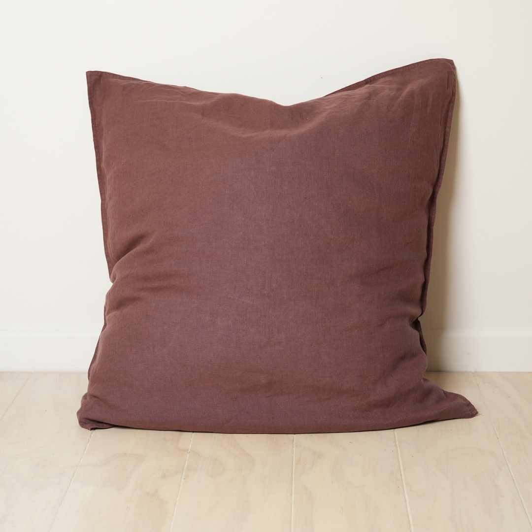 100% french flax linen euro pillowcase in cocoa