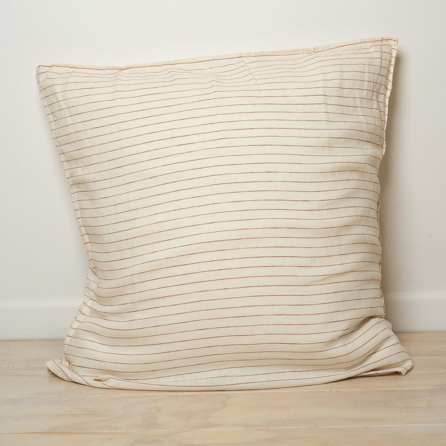 100% french flax linen euro pillowcase in ginger pinstripe
