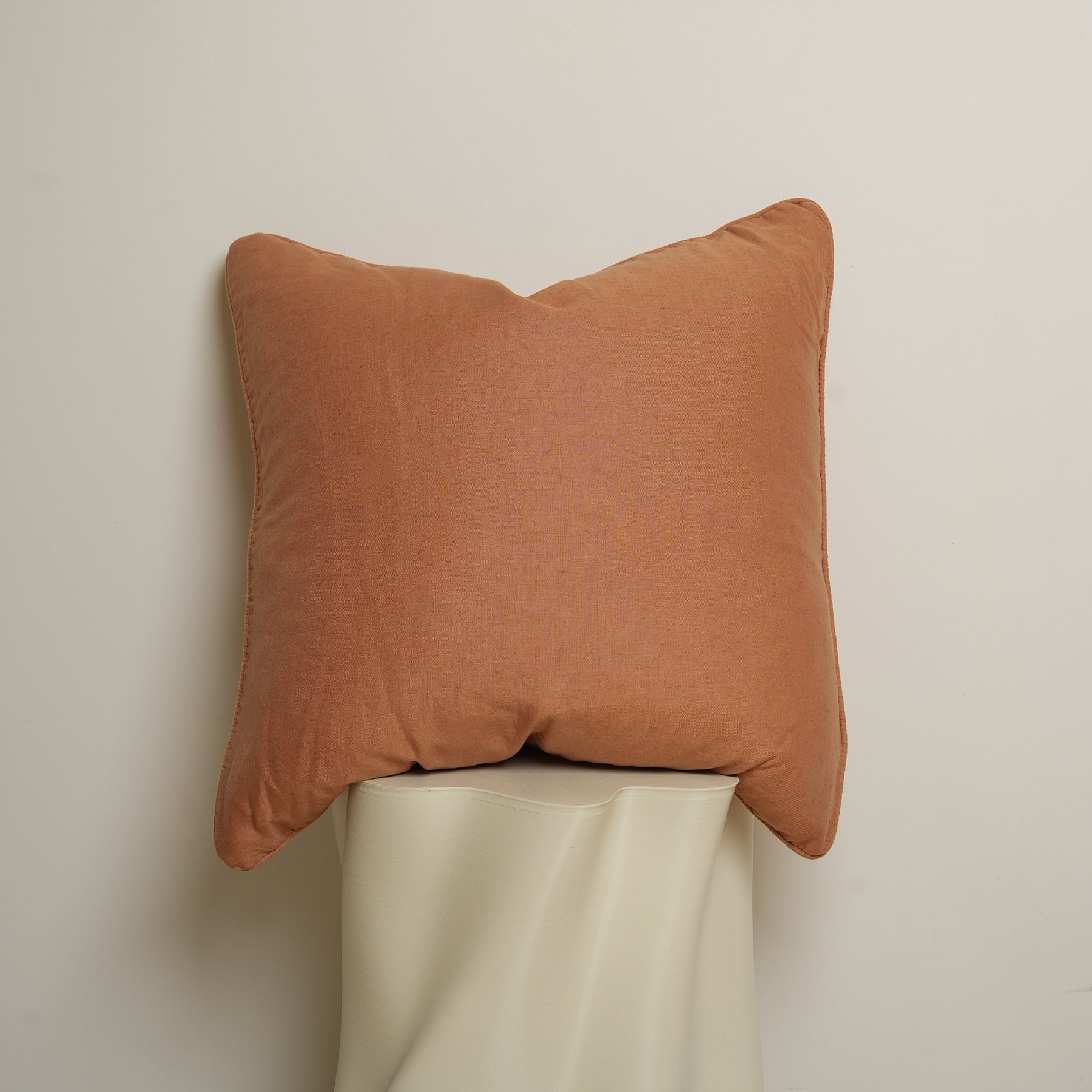 100% french flax linen feather filled cushion in hazelnut