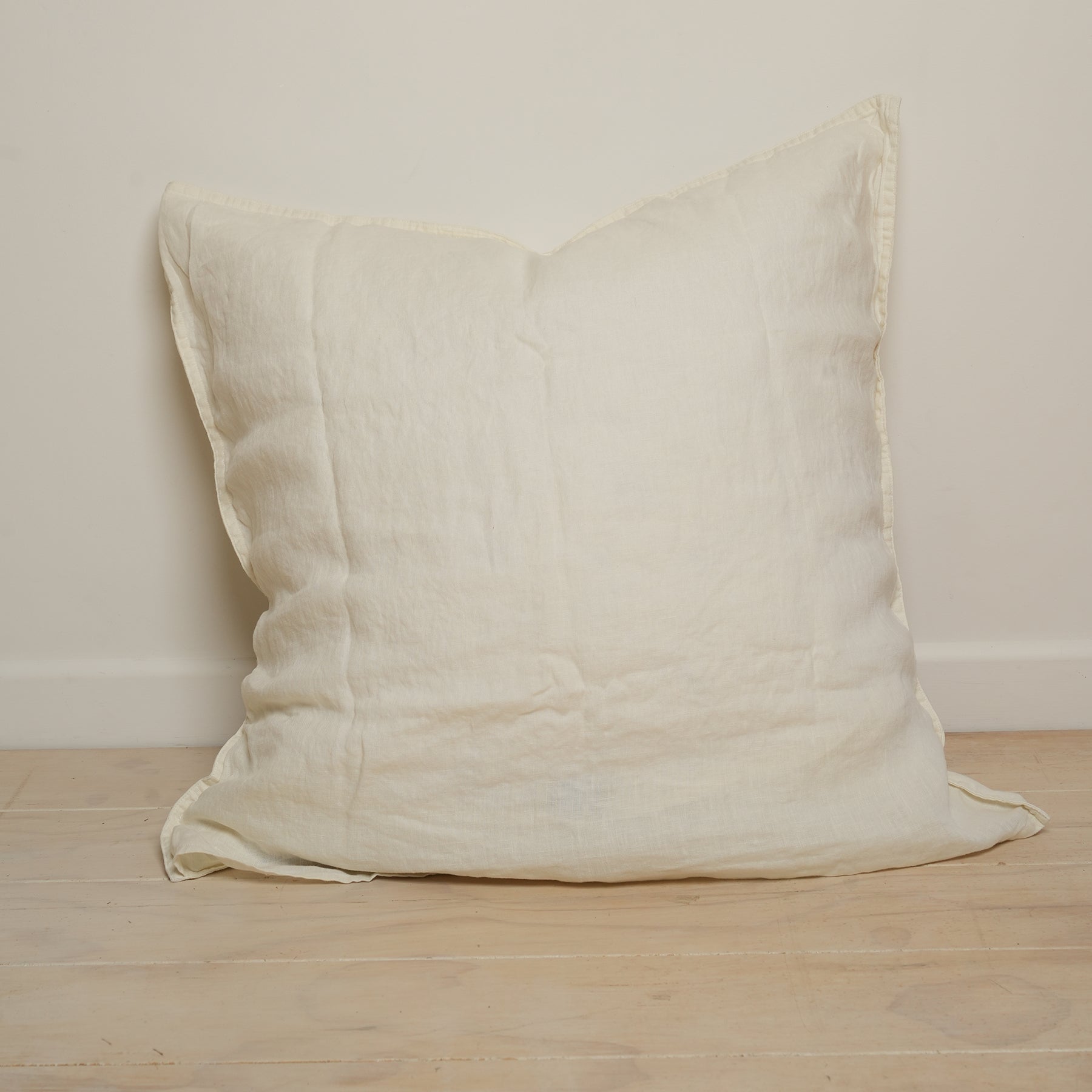 100% french linen euro pillowcase in milk