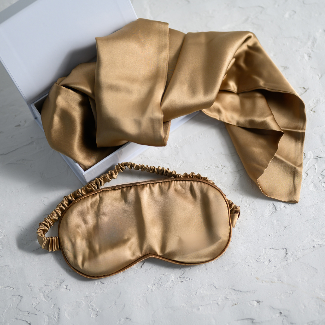 100% pure silk gift set in mocha