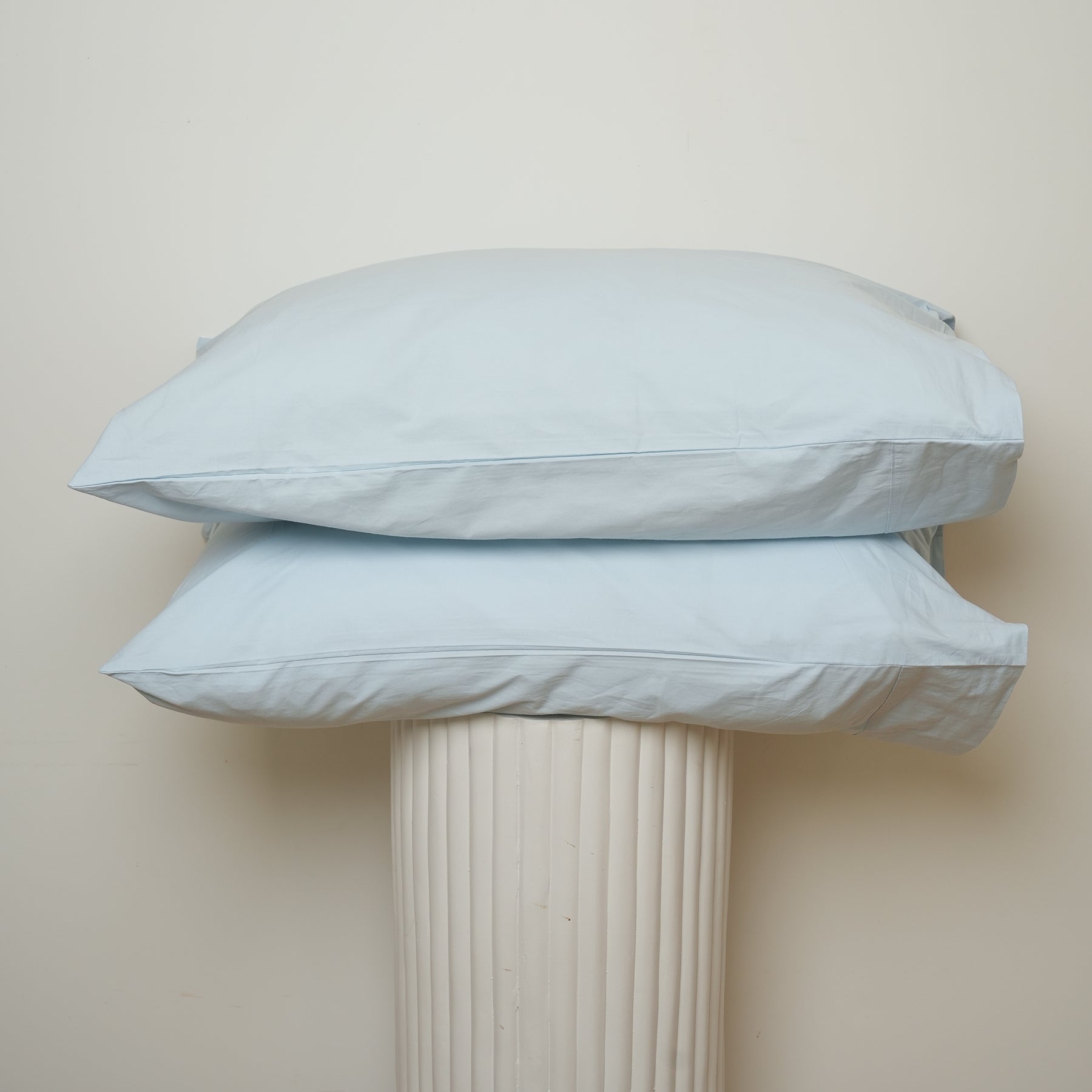 100% stonewashed cotton pillowcase pair in sky blue