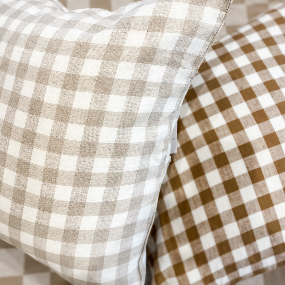 100% French Flax Linen Feather filled Cushion- Natural Oat