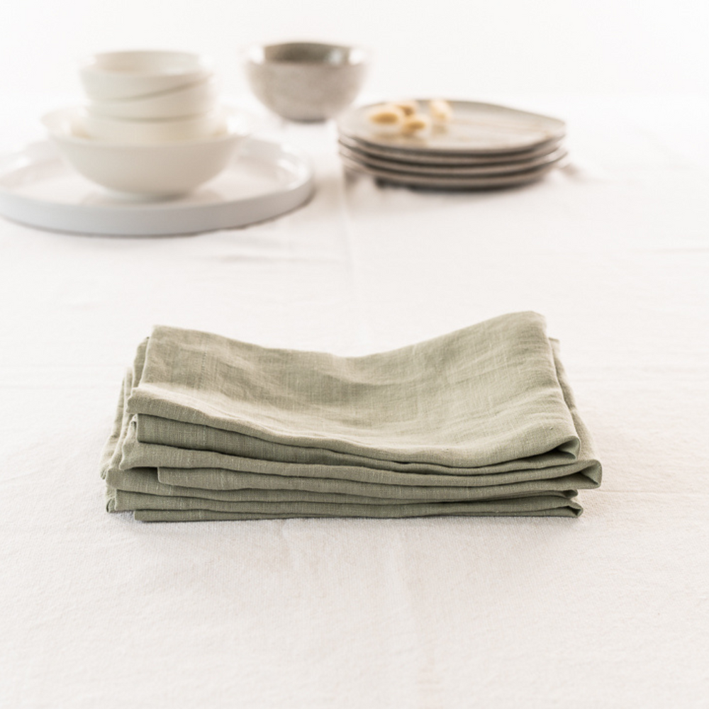 100% French Flax Linen Napkin- Set of 4 Natural Oat
