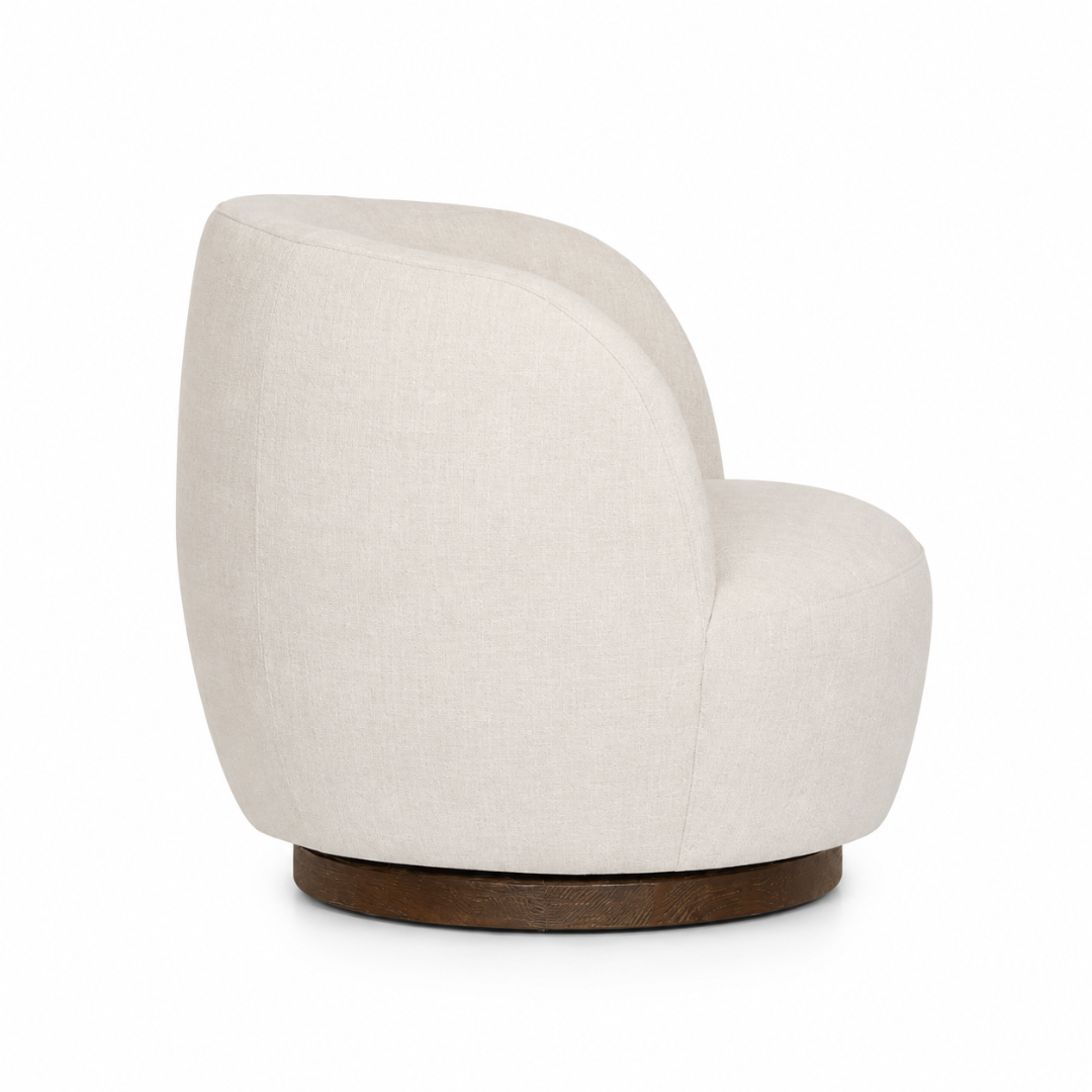 Mid Century Linen Swivel Chair – Home Lab NZ