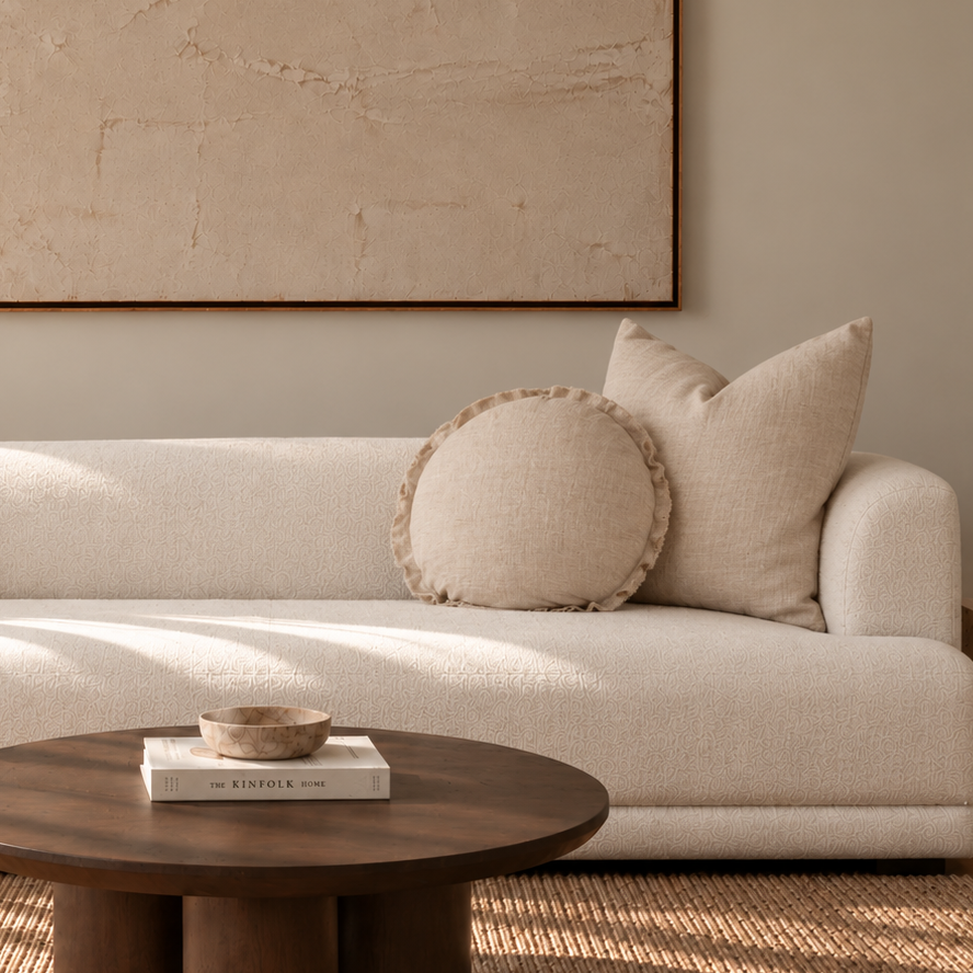 100% French Flax Linen Feather filled Cushion- Natural Oat