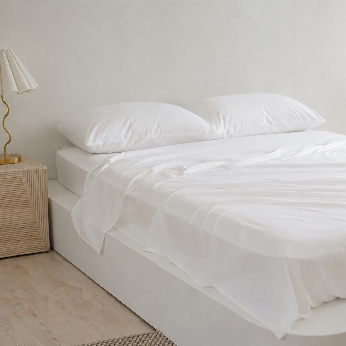 750TC 100% Cotton Hotel Luxe Home Lab Sheet Set- Crisp White