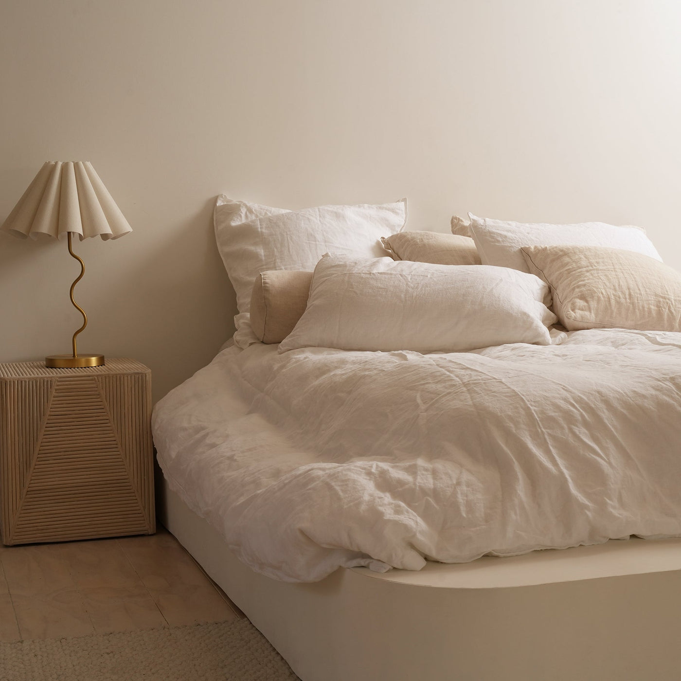 French Flax Linen Bed Skirt- Natural Oat