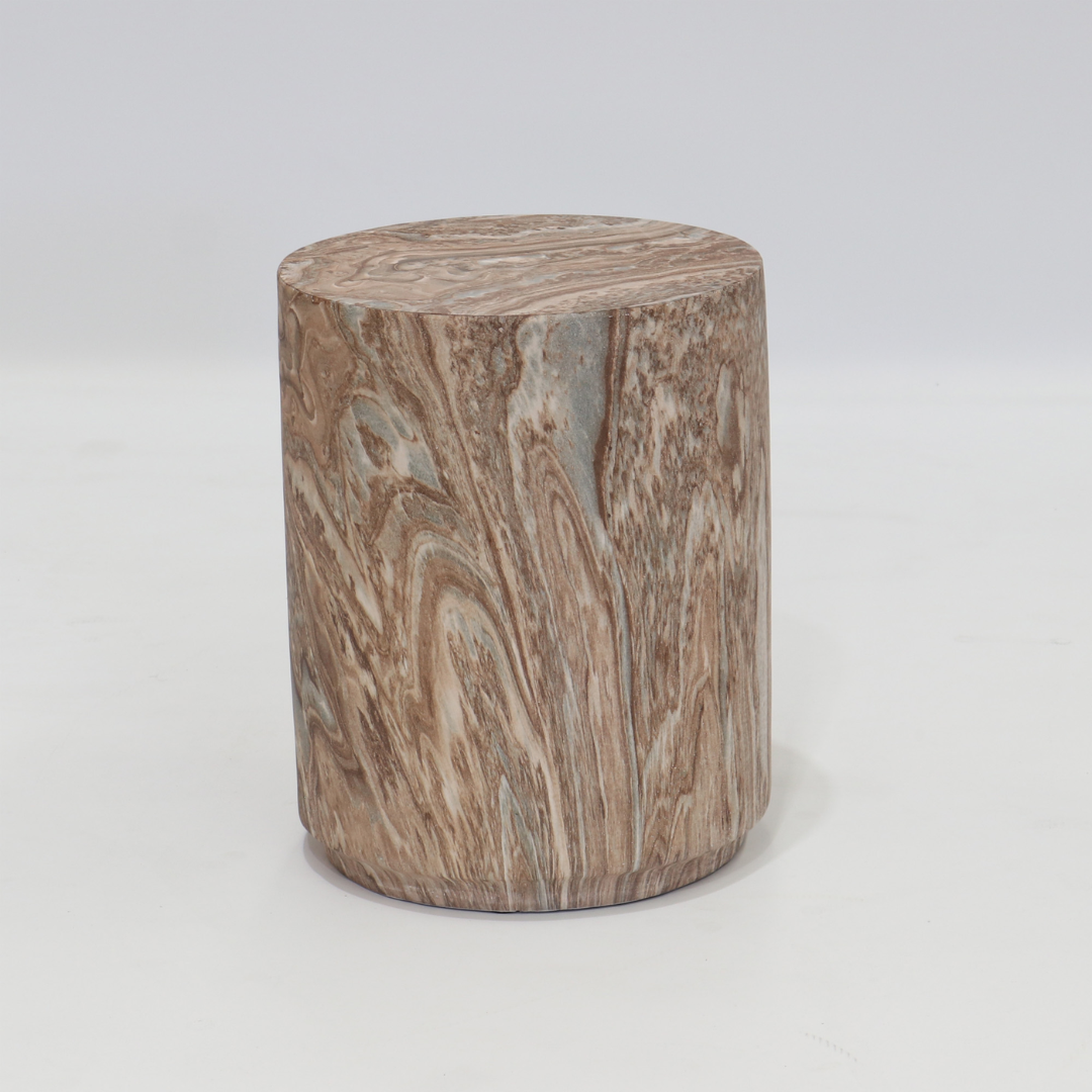 Strata Plinth Stool- Warm Marble
