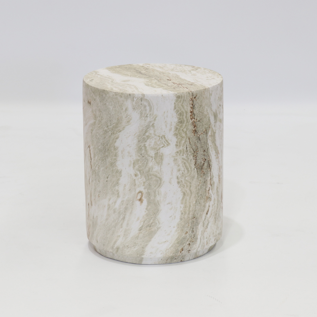Strata Plinth Stool - Cool Marble