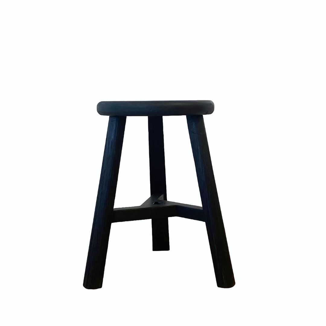 Reclaimed Wooden Tripod Stool- Black