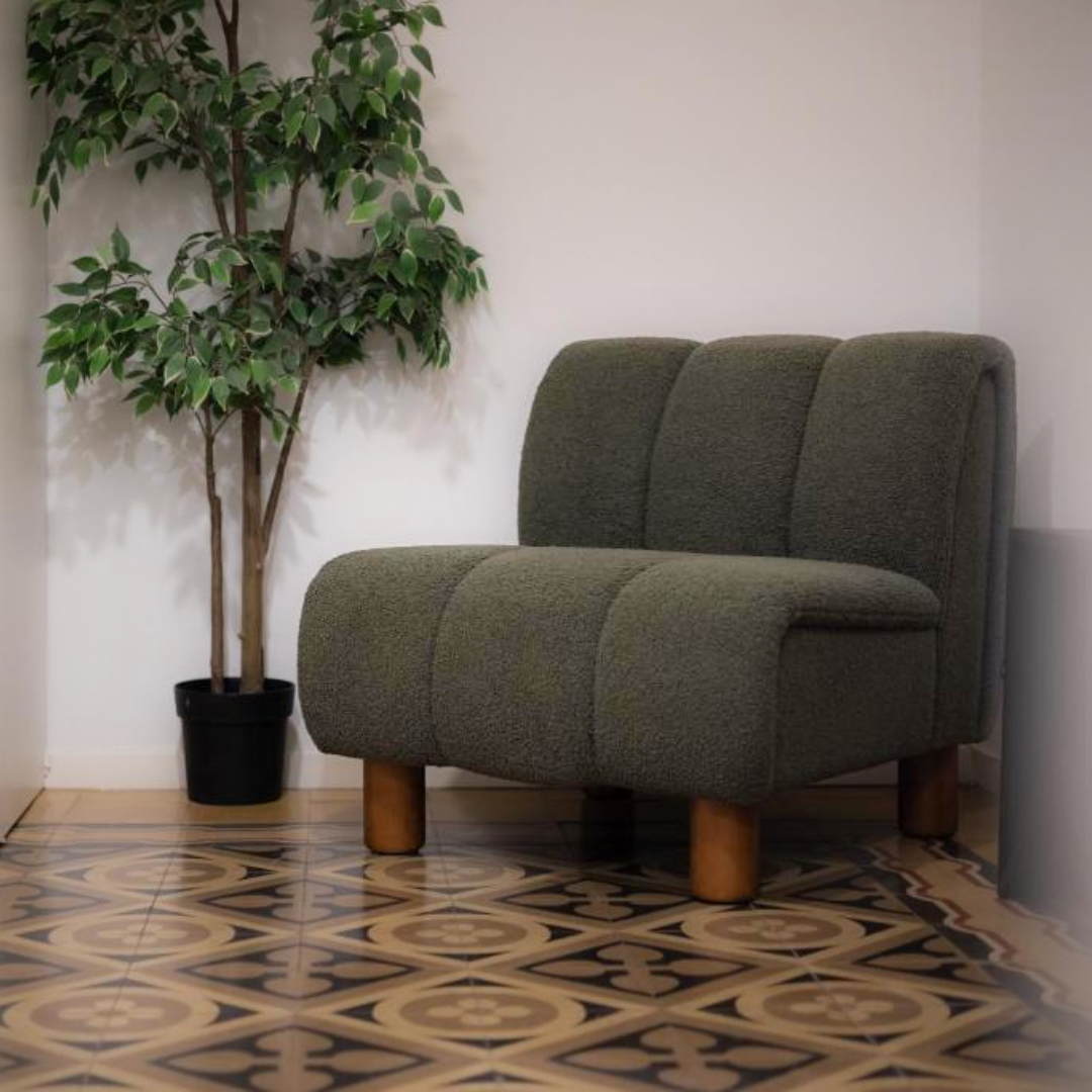 Holland Boucle Occasional Chair- Olive