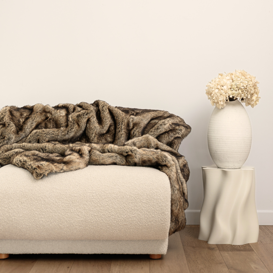 Vegan Fur Throw- Wolf