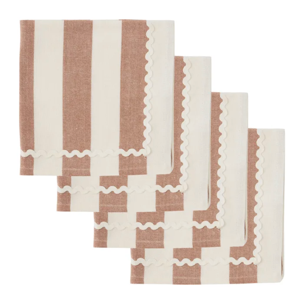 Luna S/4 Cotton Napkins- Sky/Red main image 0