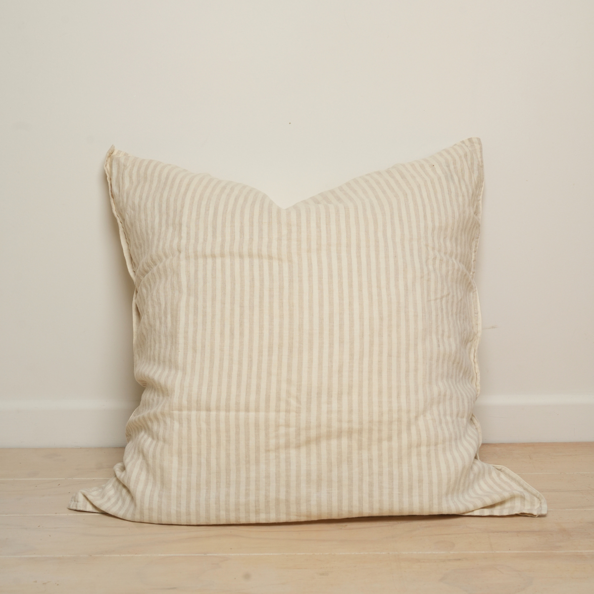 100% French Linen Euro pillowcase- Sand Stripe
