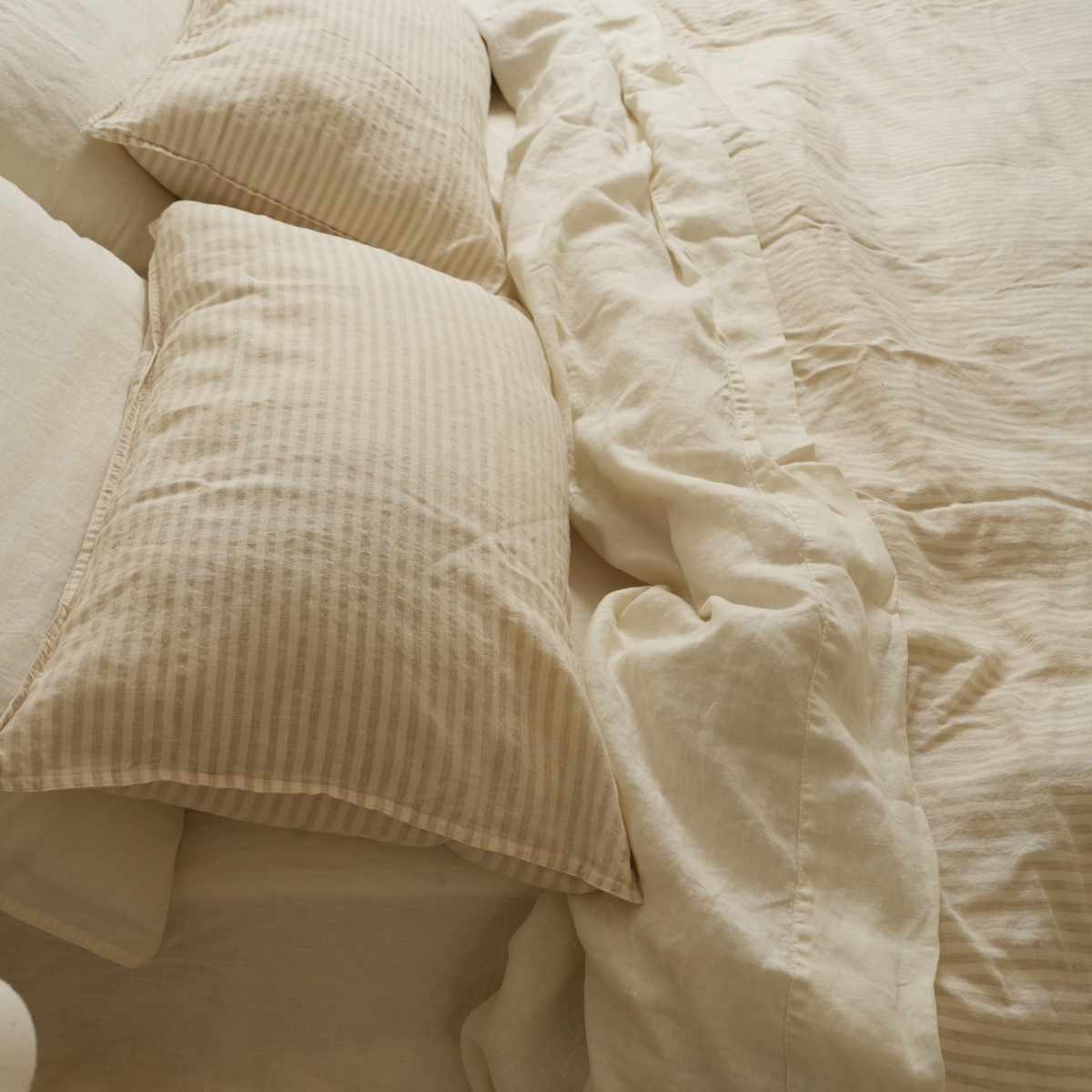 French Flax Linen Duvet Cover Set in Sand Stripe – Home Lab NZ