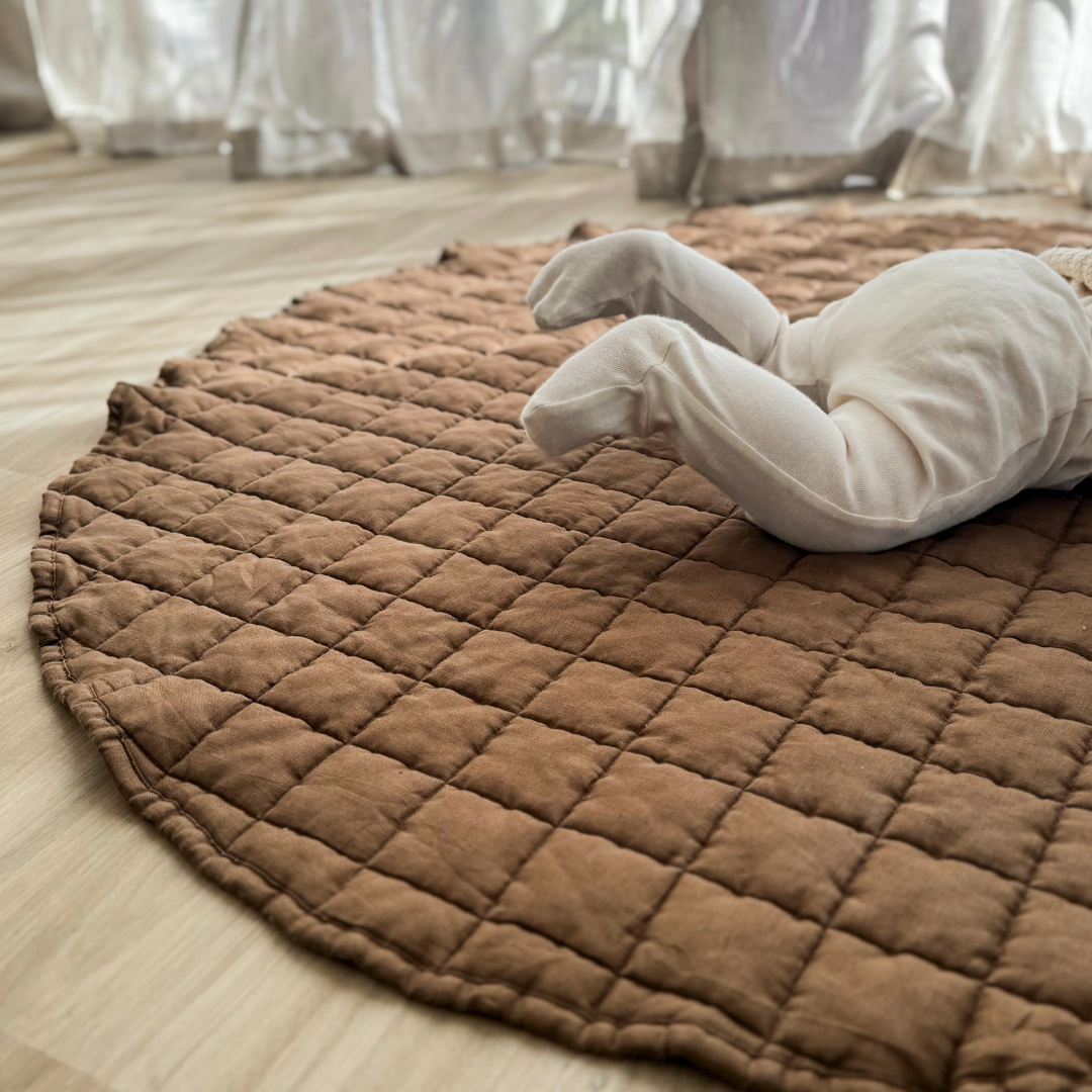 100% French Flax Linen Playmat- Mocha