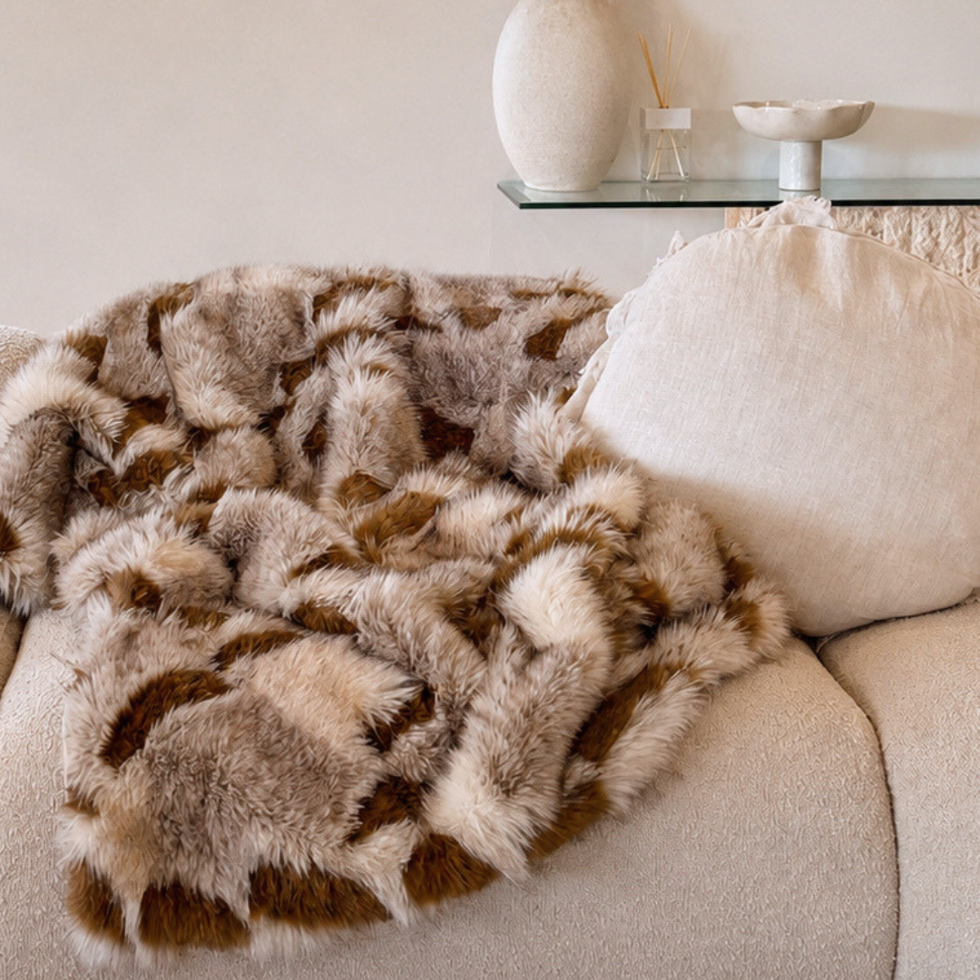 Serene Vegan Fur Throw- Multi