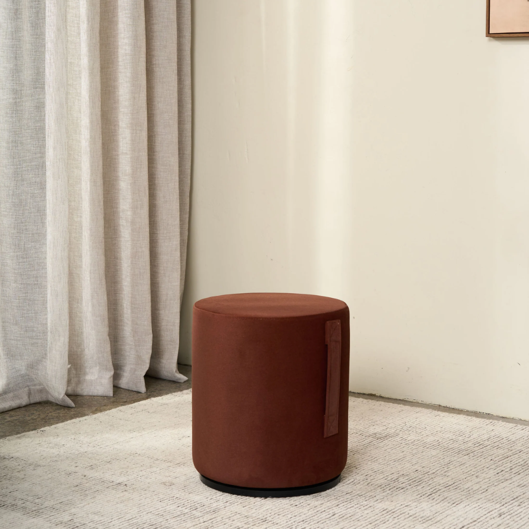 Mee Swivel Ottoman- Rustwood