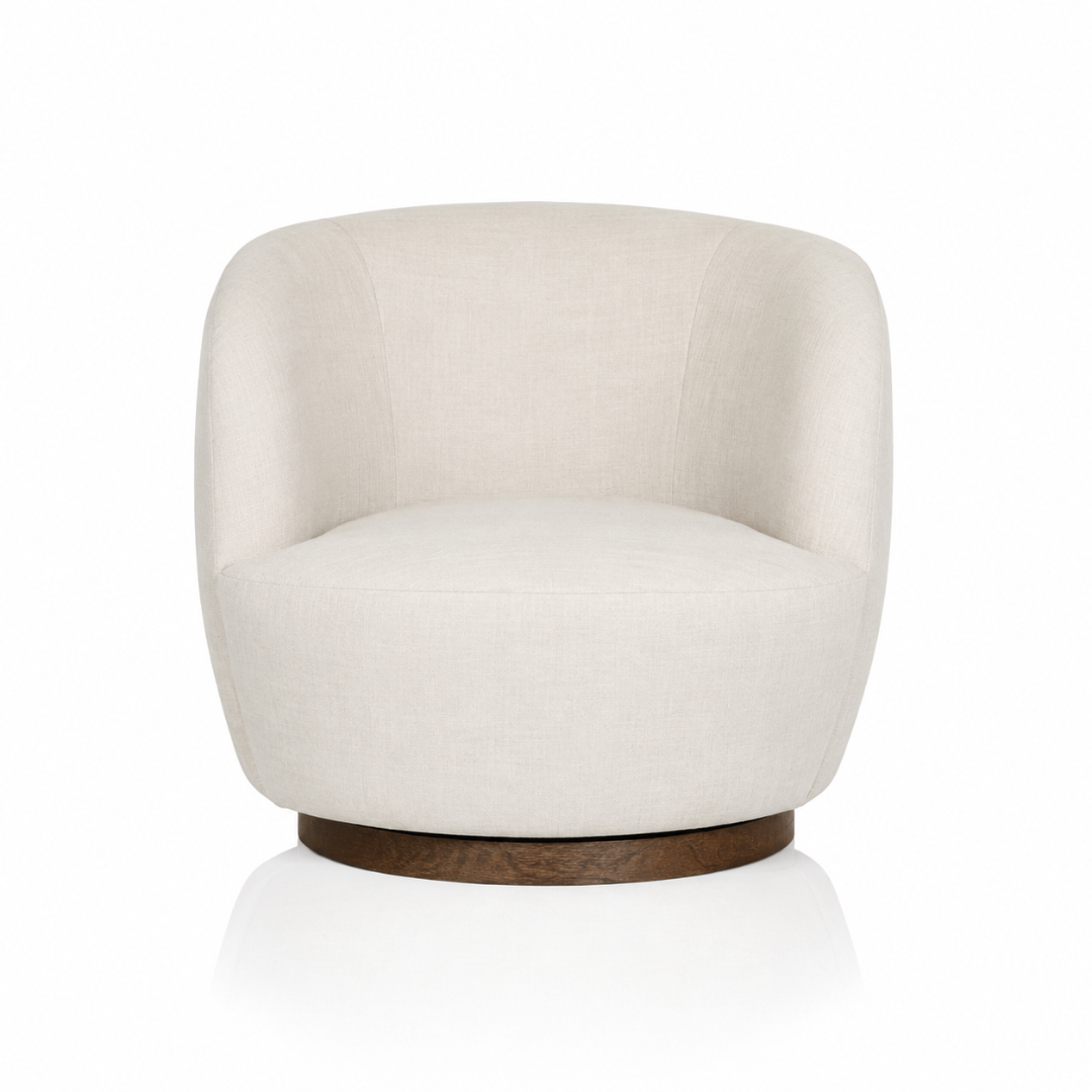 Mid Century Linen Swivel Chair – Home Lab NZ