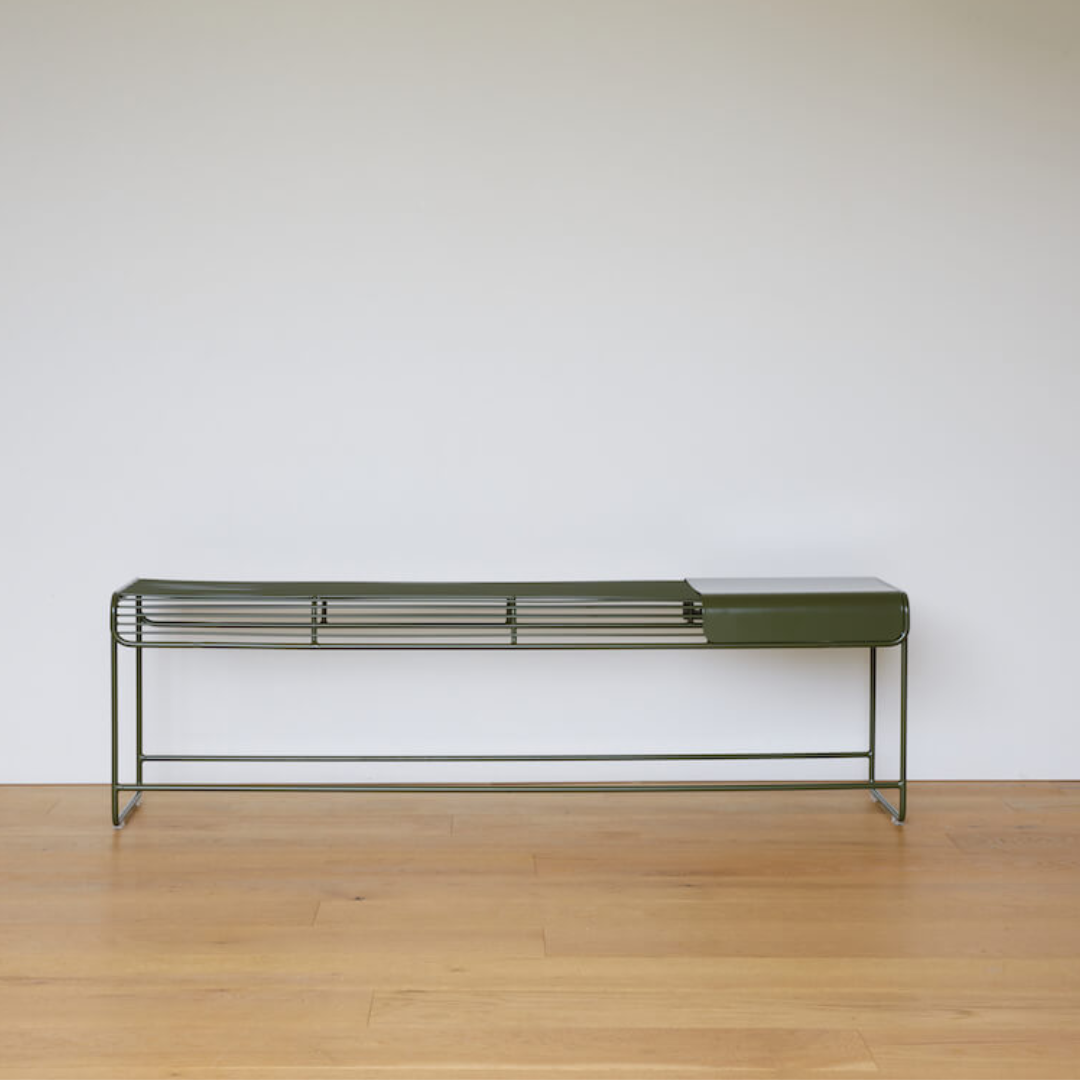 Benmore bench seat in fern, detail view