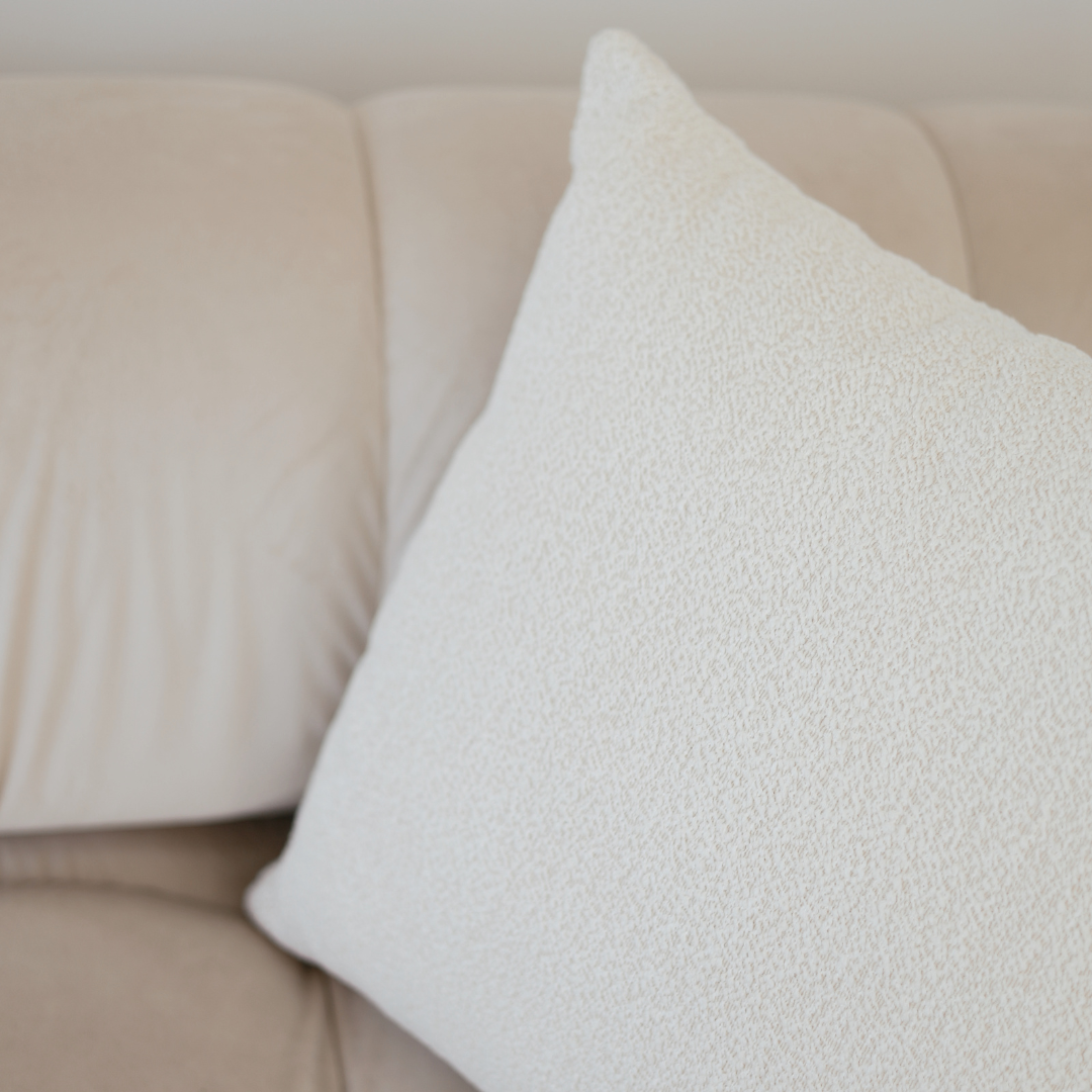 Boucle square cushion, detail view