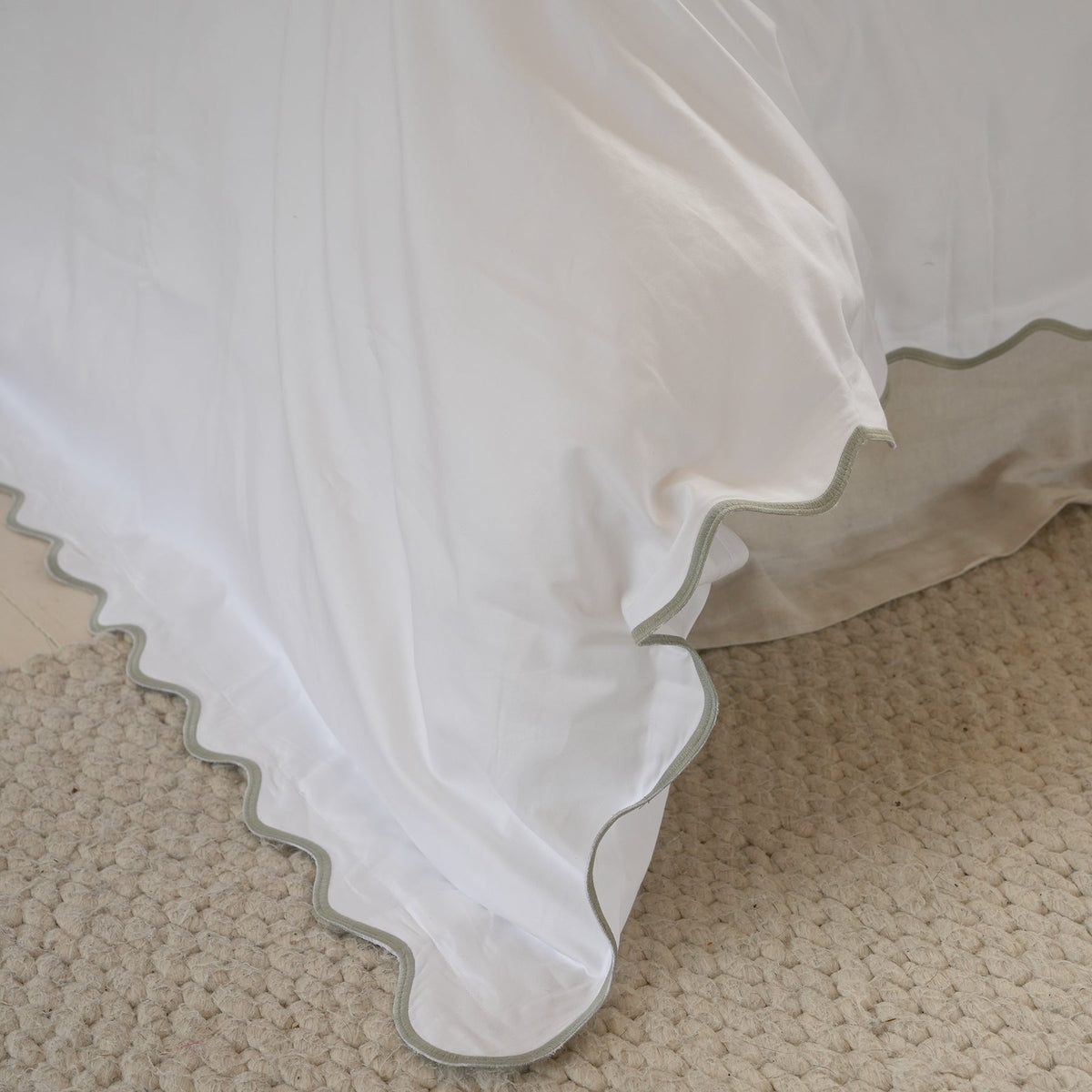 Celine duvet set in white/sage, alternate angle