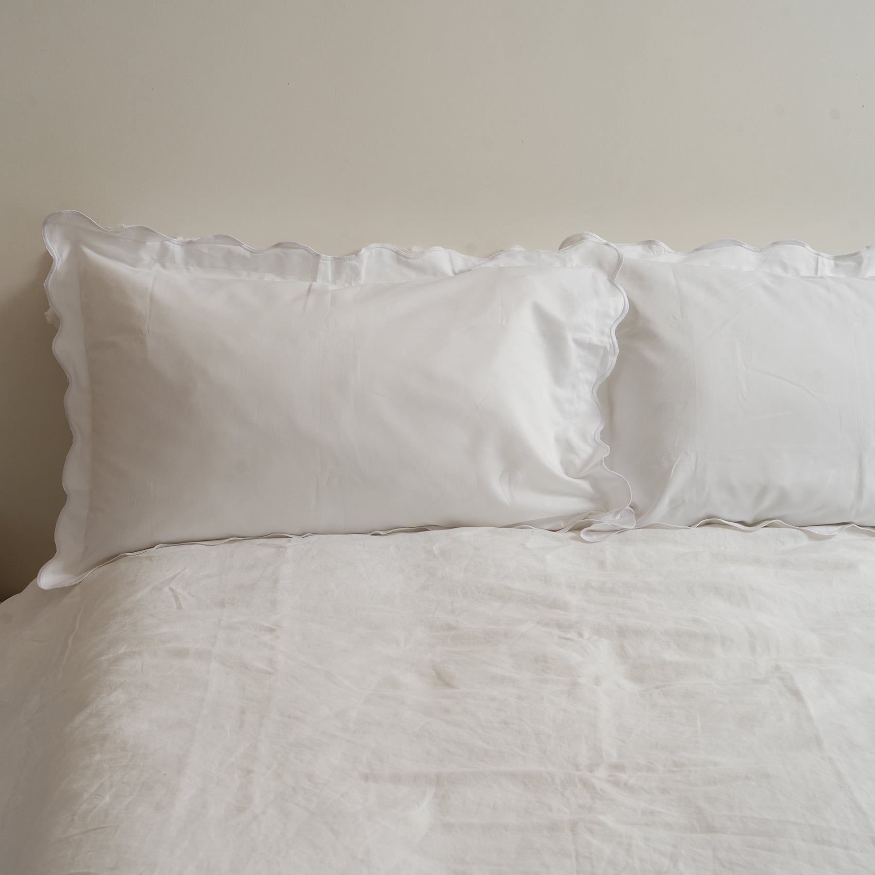 Celine pillowcase pair in white, detail view
