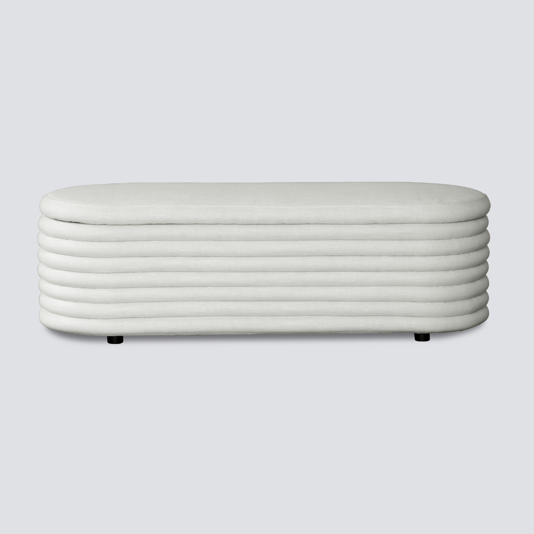 Channelled storage bench, detail view