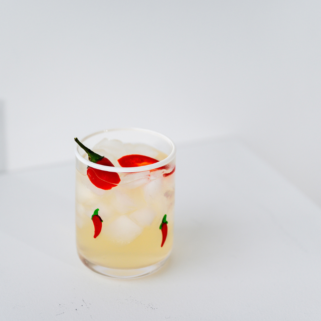 Chili icon glass in set of 4, detail view