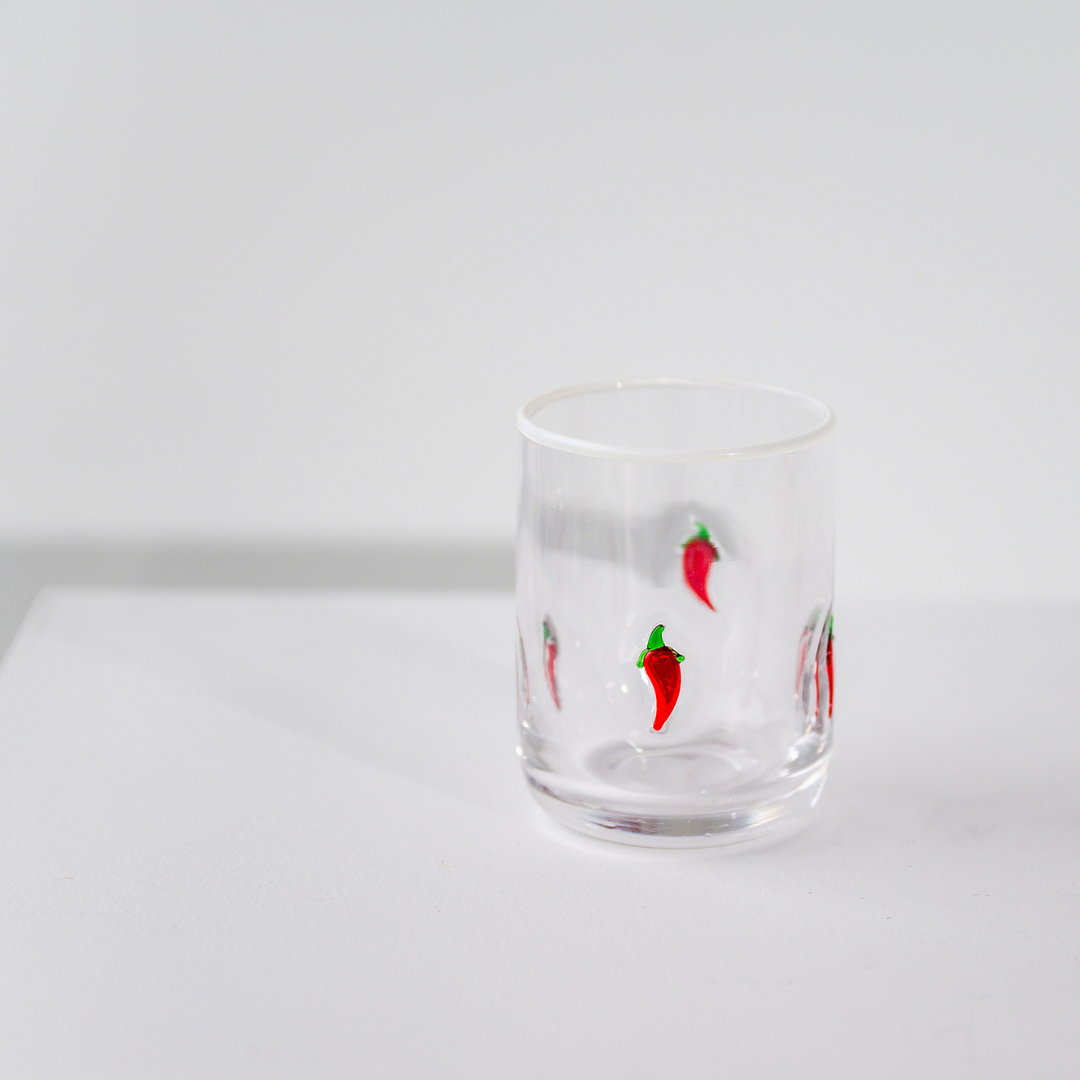 Chili icon glass in set of 4, styled shot