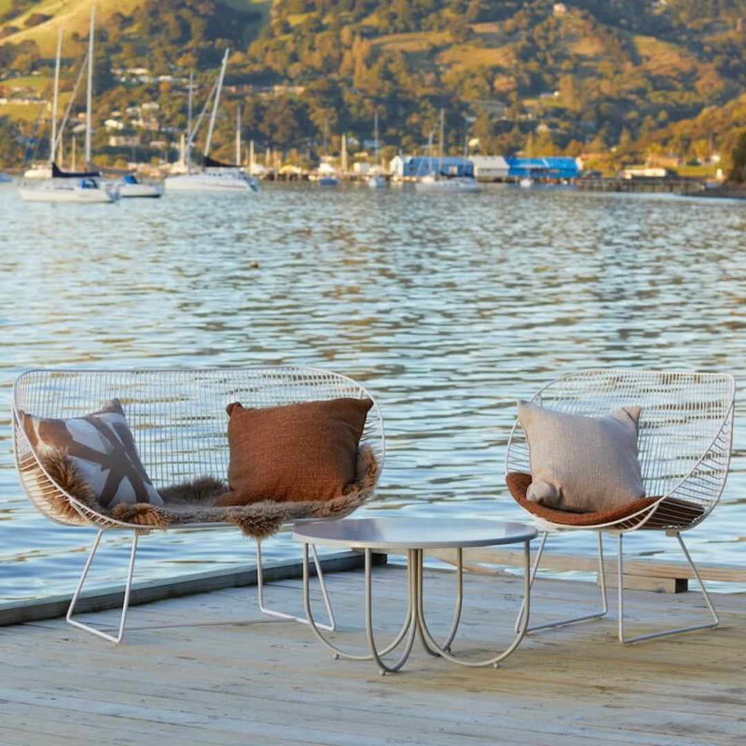 Coromandel chair in stainless, detail view
