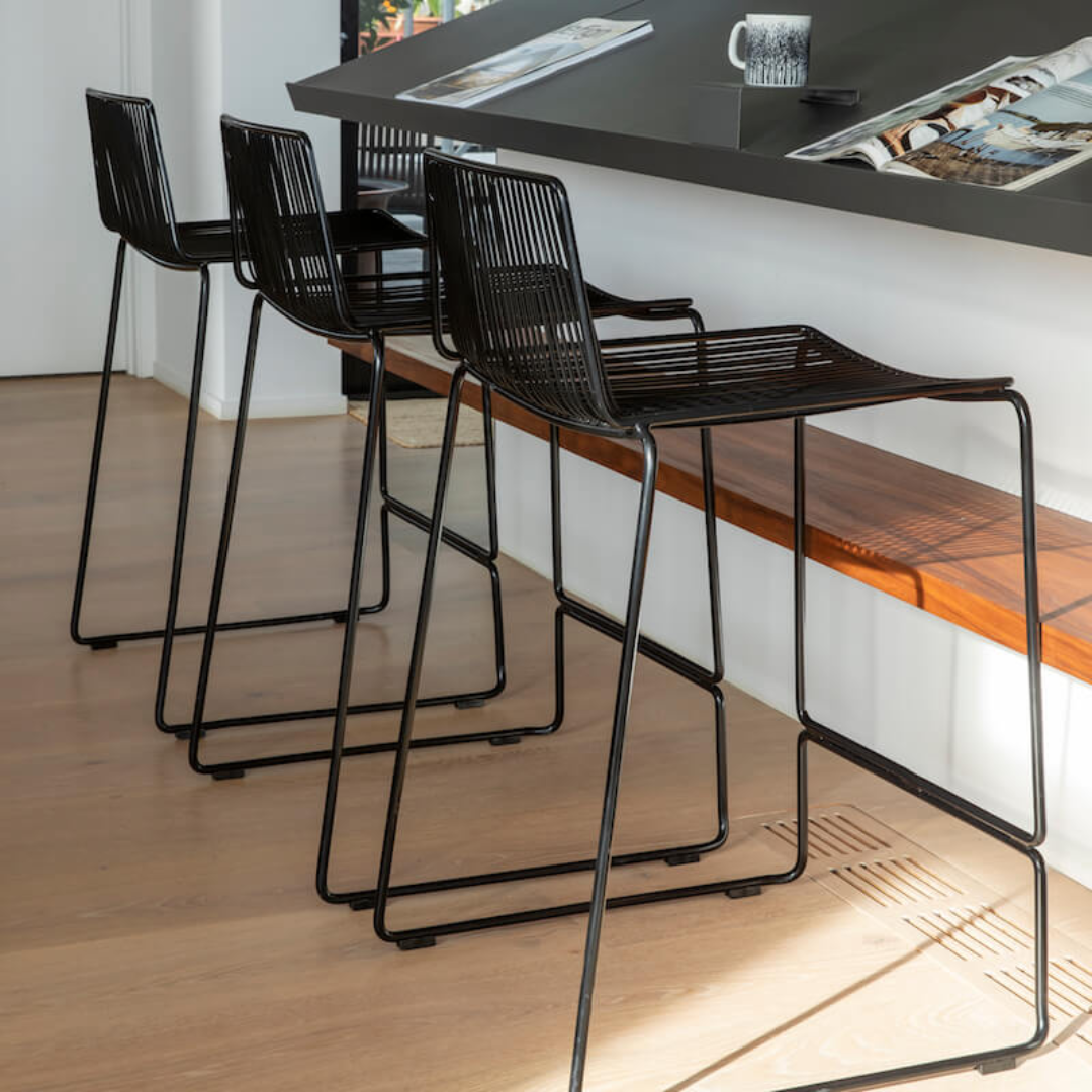 Dunedin barstool in black, styled shot