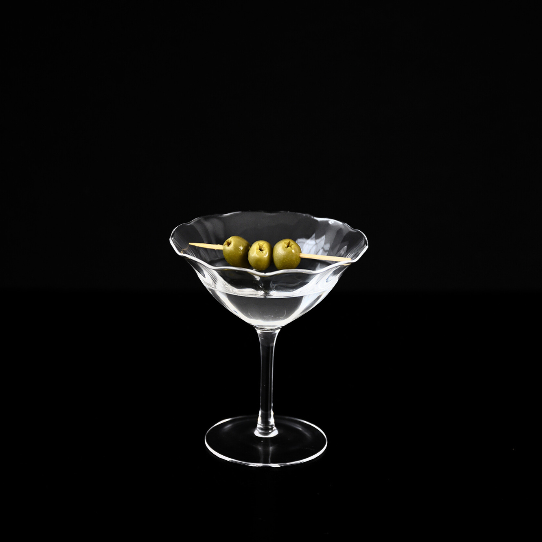 Fleur cocktail coupe- set of 4 in clear, side view