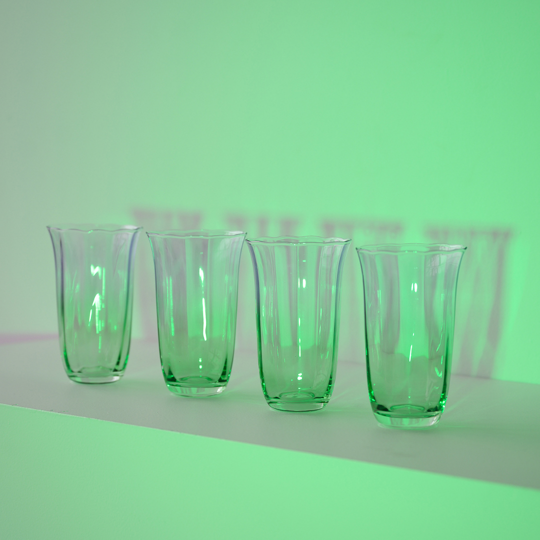 Fleur highball glasses- set of 4 in green/lilac, styled shot