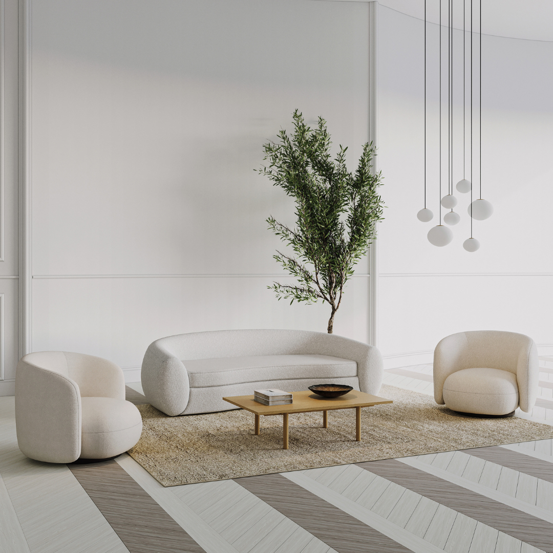 Form boucle swivel chair detail view