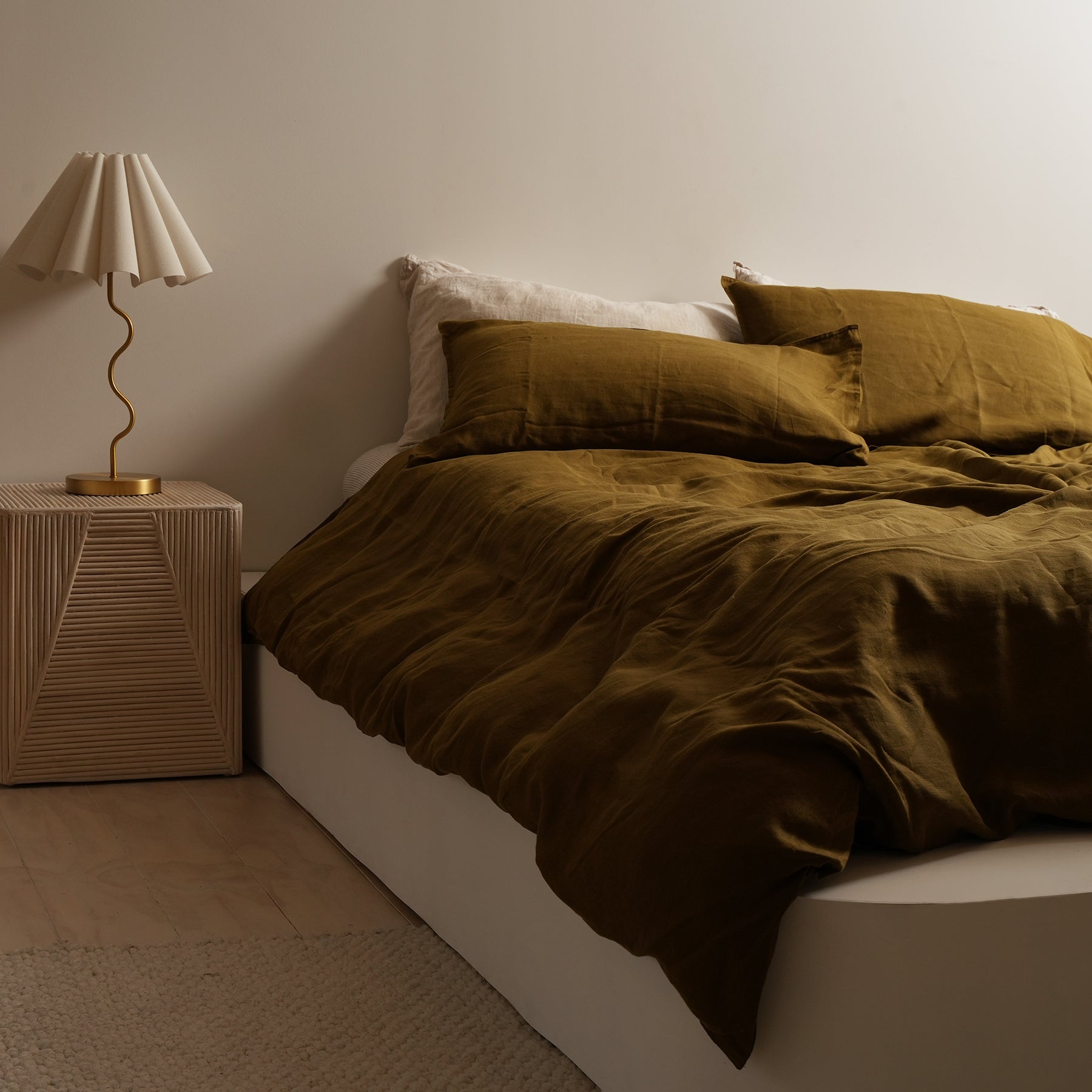 French flax linen duvet cover set in Khaki