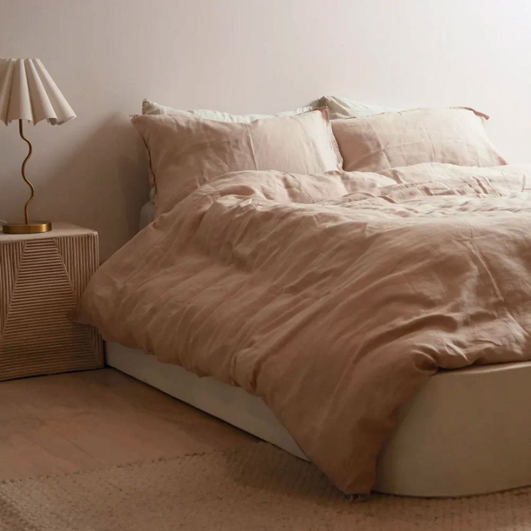 French flax linen duvet cover set in Latte