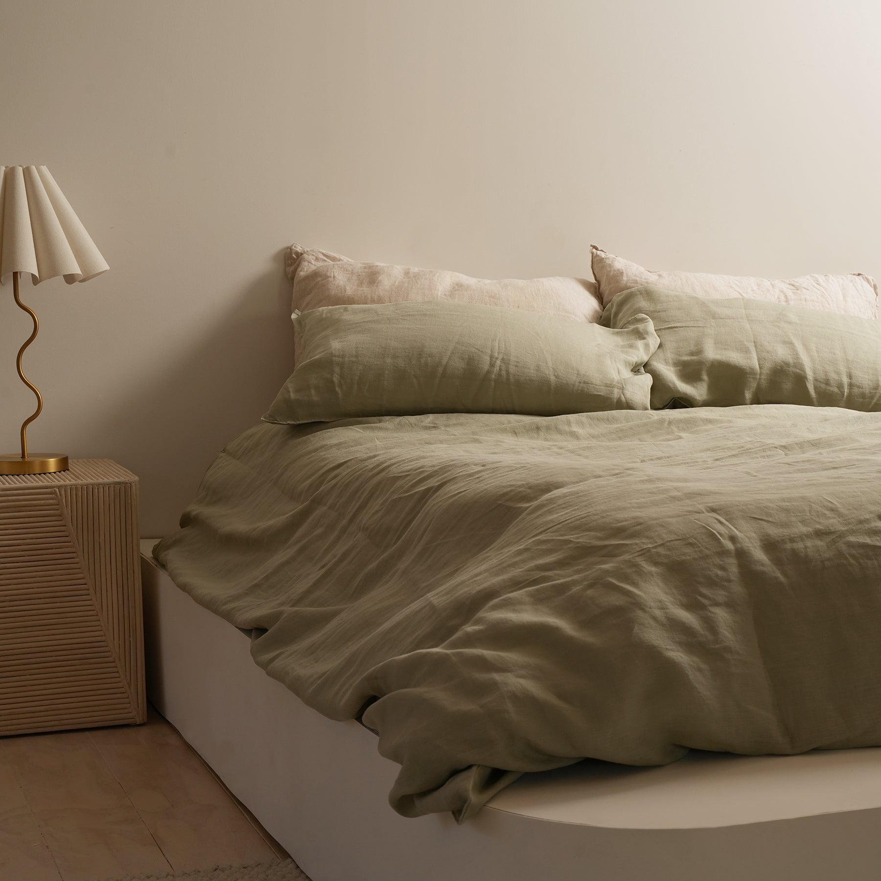French flax linen duvet cover set in Sage