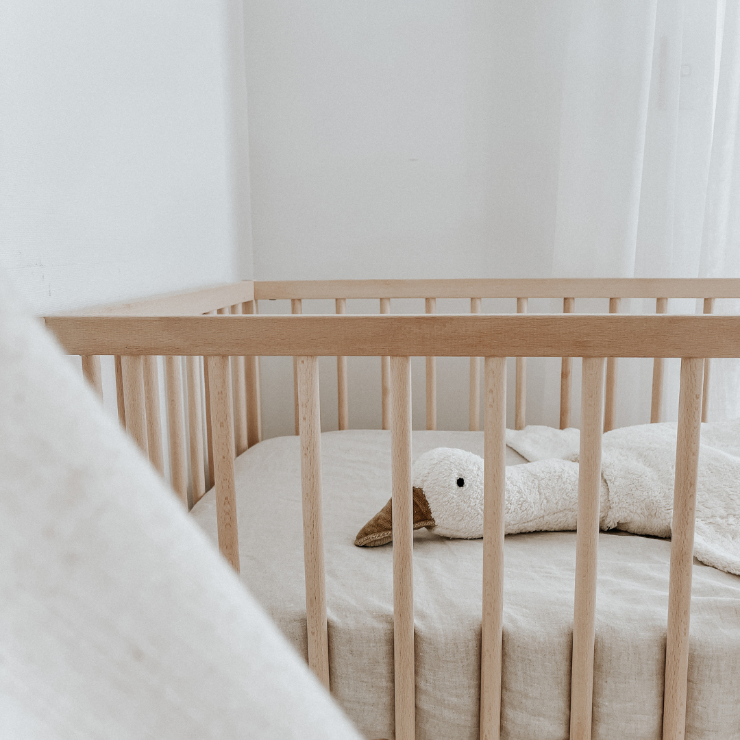 French flax linen fitted cot sheet in Natural Oat