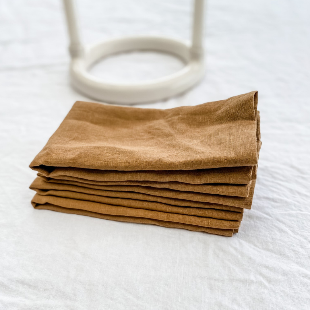 French flax linen napkin in Set Of 4 Ginger