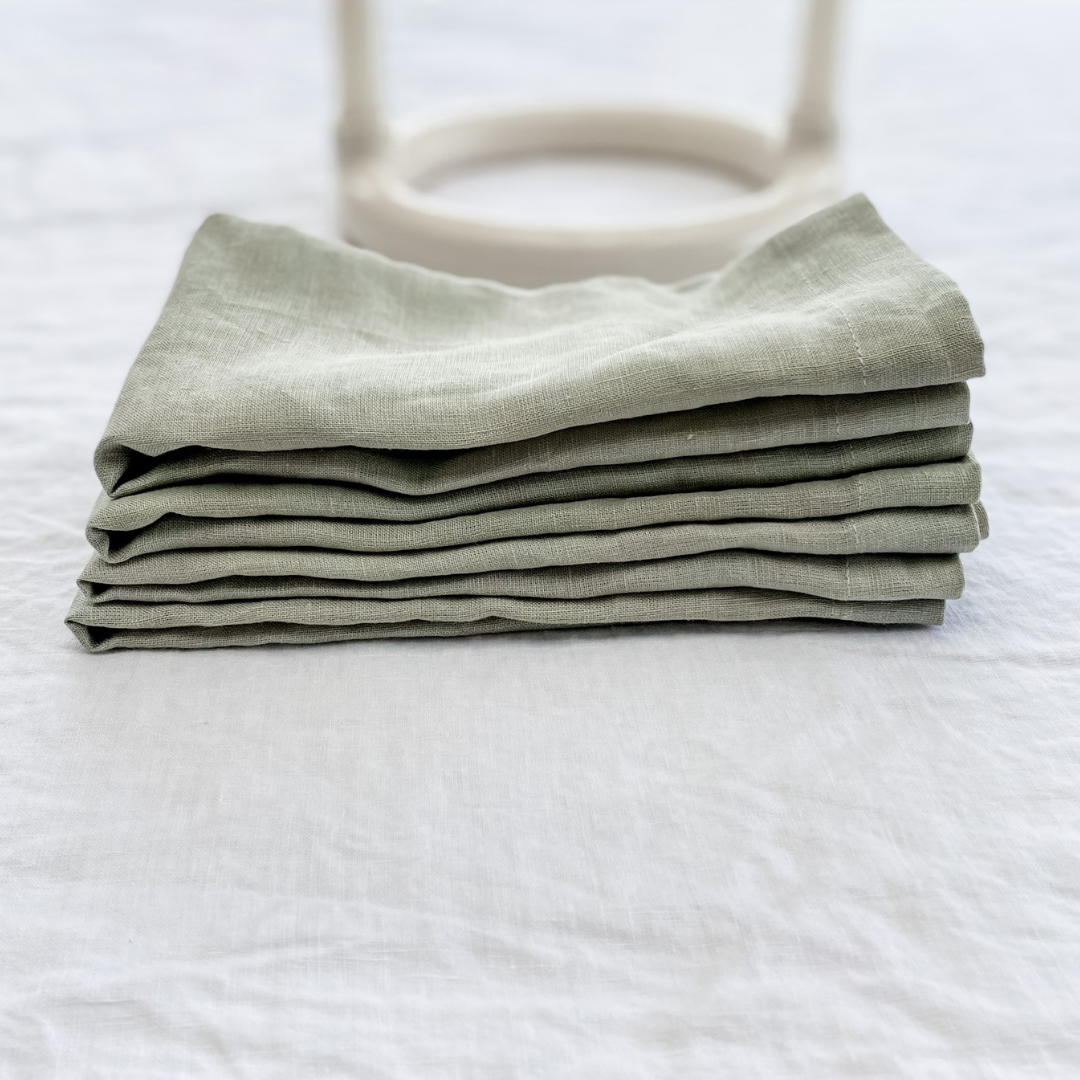 French flax linen napkin in Set Of 4 Sage